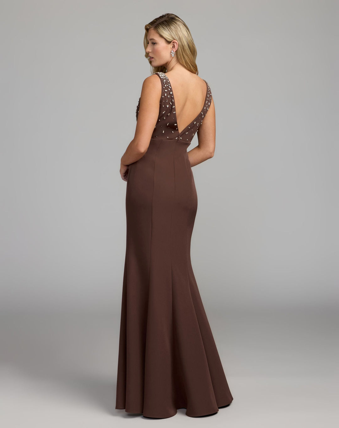 Mac Duggal 2408 Embellished Crepe Sleeveless V-Neck Gown