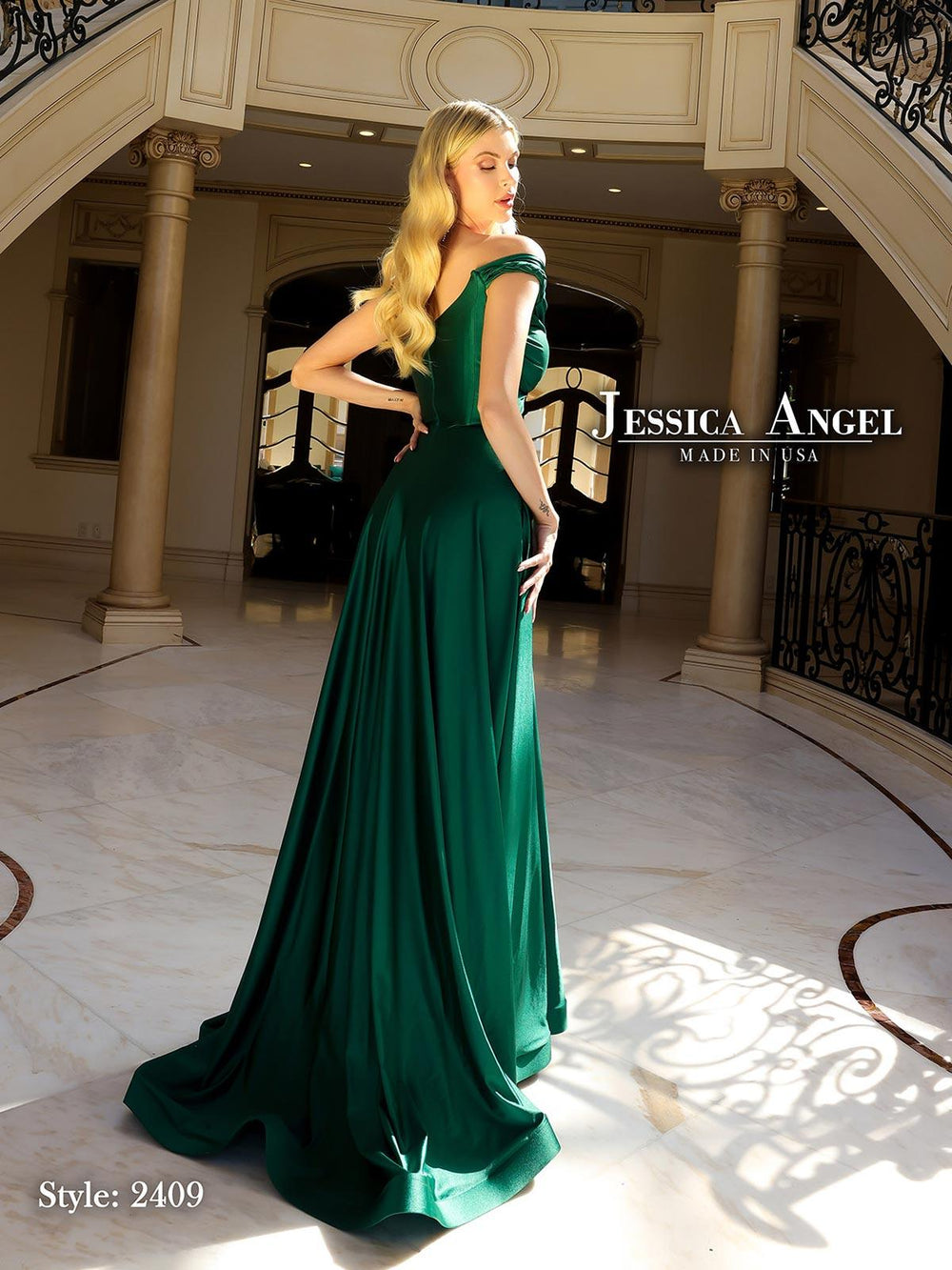Jessica Angel 2409 off shoulder gown back view