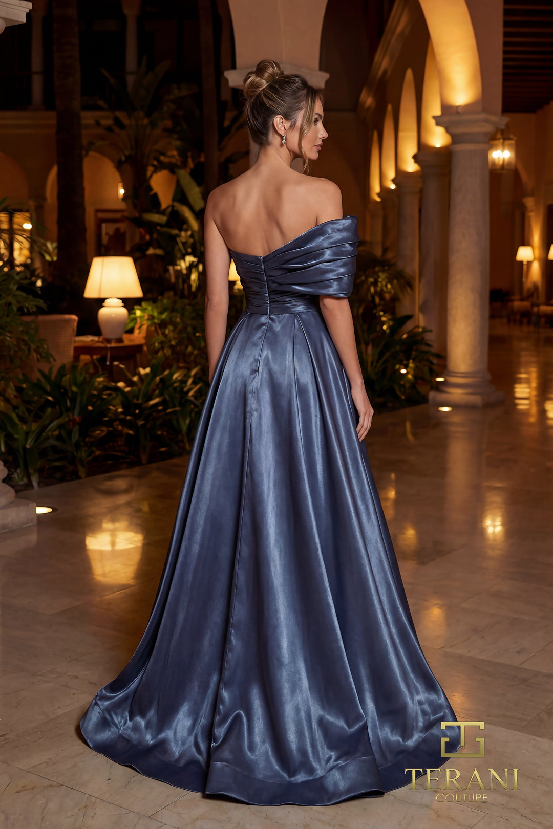 Terani 262E7103 Sweetheart Asymmetrical Sleeveless Structured Dress