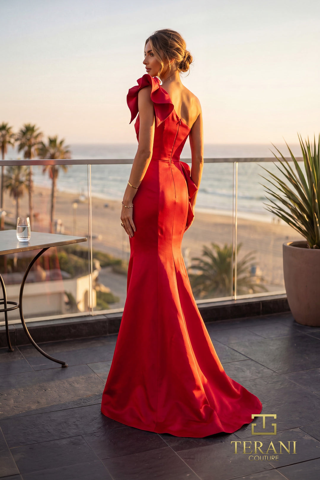 Terani 262E7132 One-Shoulder Sleeveless Sheath Dress