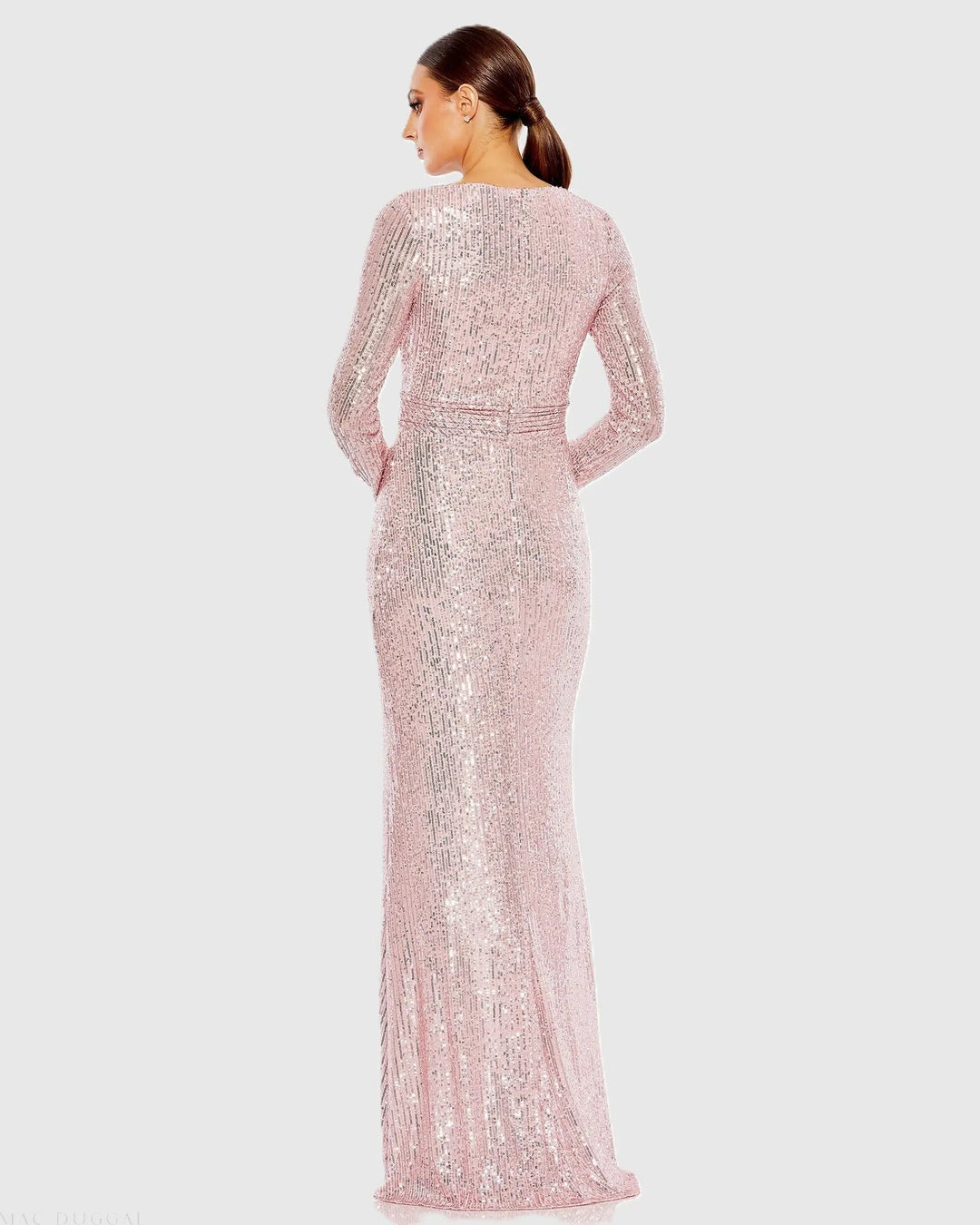 Mac Duggal 26490 Sequined Long Sleeve Gown