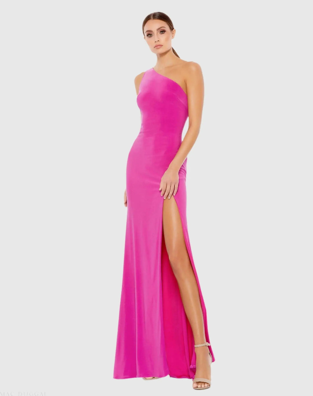 Mac Duggal 26512 Jersey One Shoulder Draped Back Gown