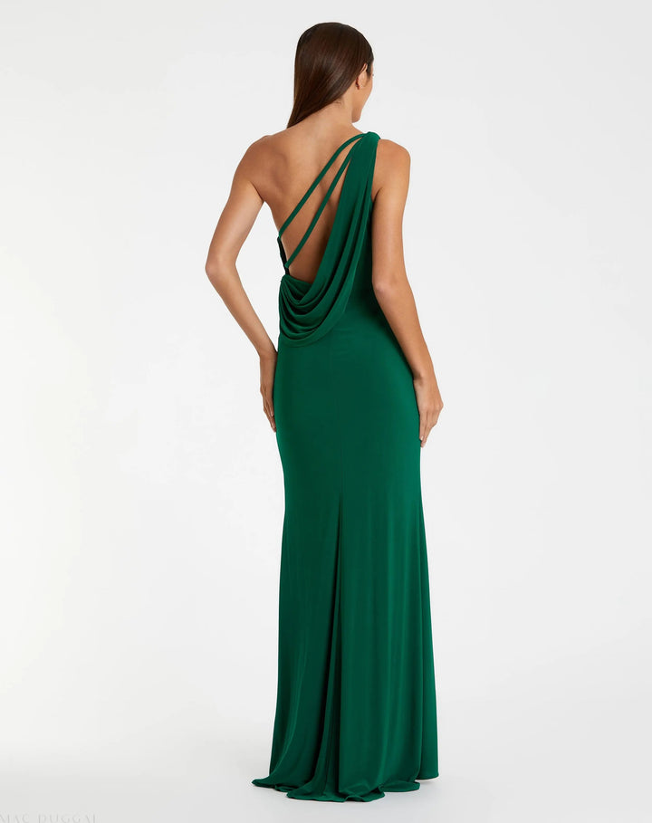 Mac Duggal 26512 Jersey One Shoulder Draped Back Gown