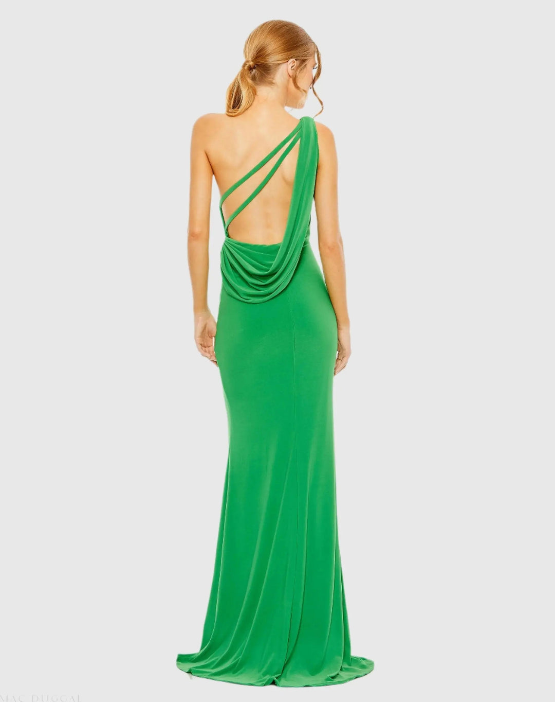 Mac Duggal 26512 Jersey One Shoulder Draped Back Gown