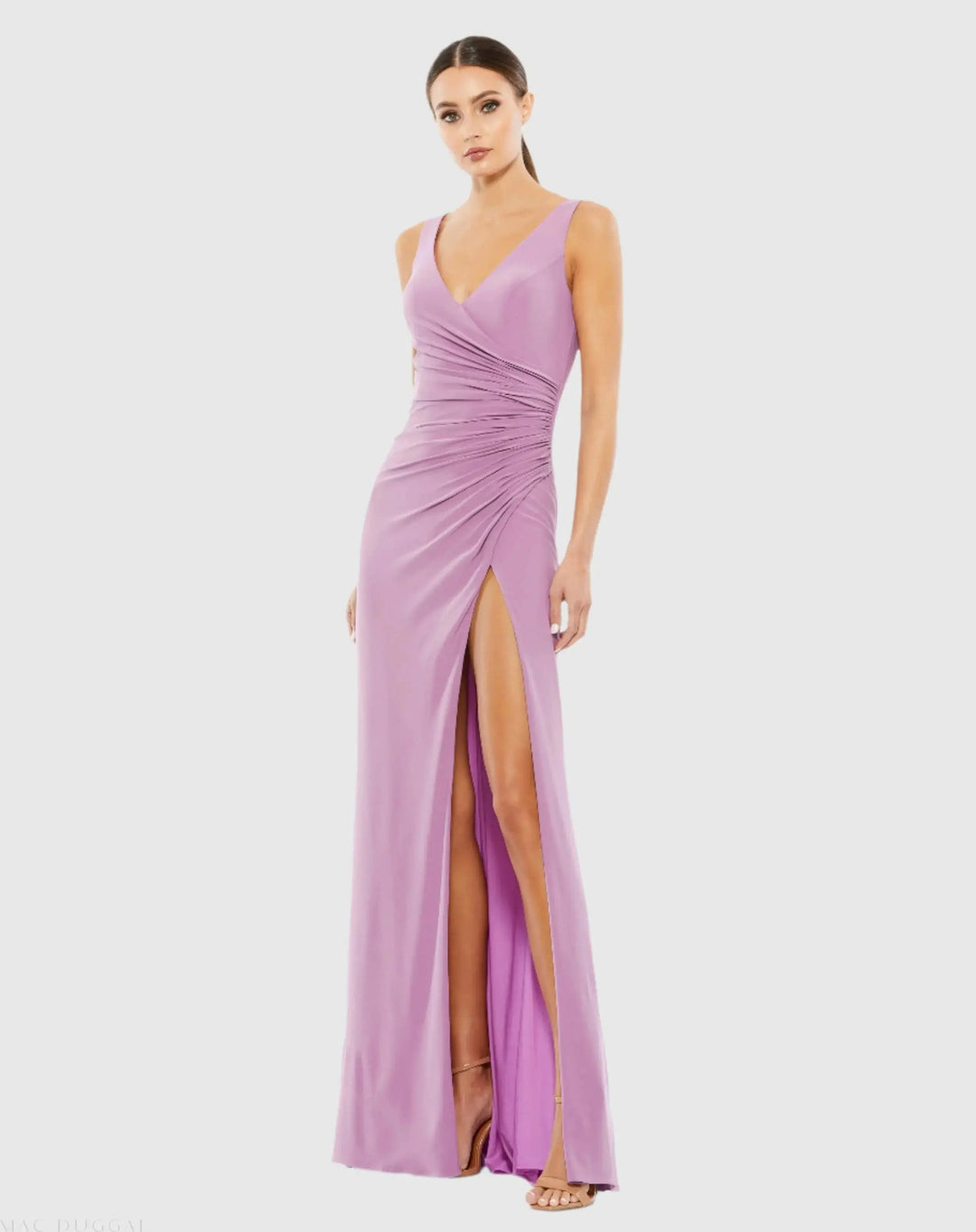 Mac Duggal 26513 Faux Wrap Sleeveless V Neck Gown