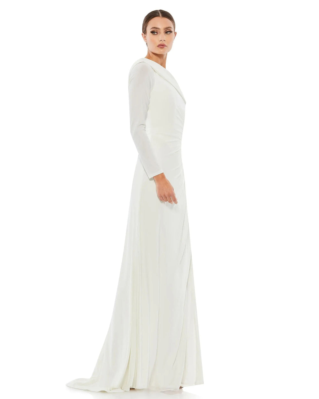 Mac Duggal 26570 Ruched Jersey Drop Shoulder Foldover Gown