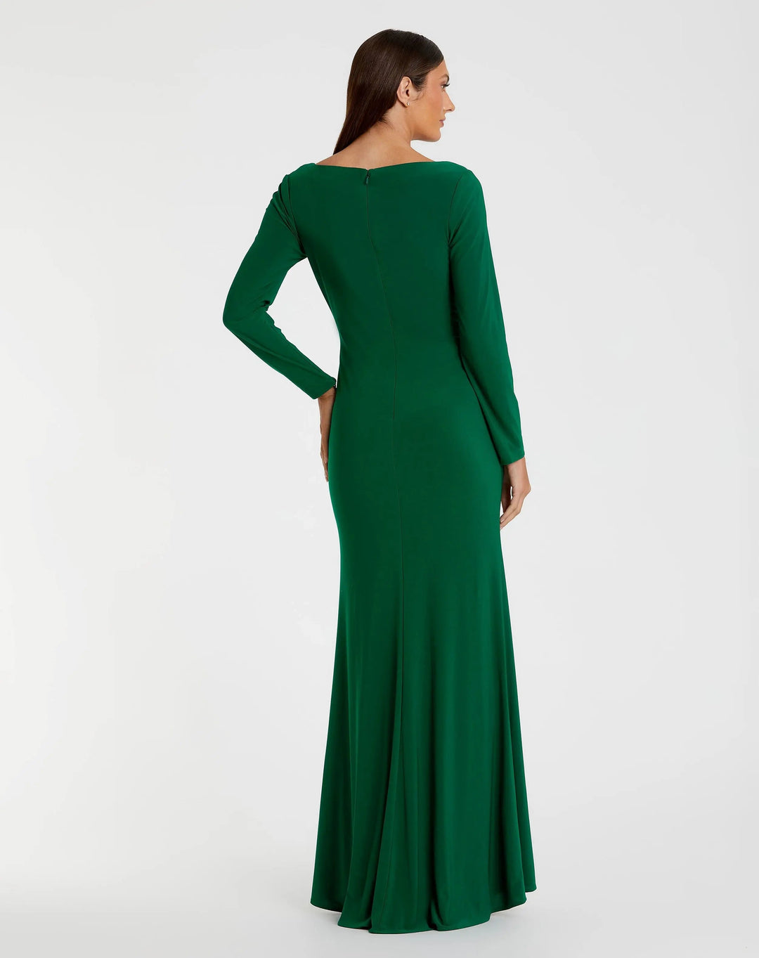 Mac Duggal 26573 Long Sleeve Ruched Jersey V-Neck Gown