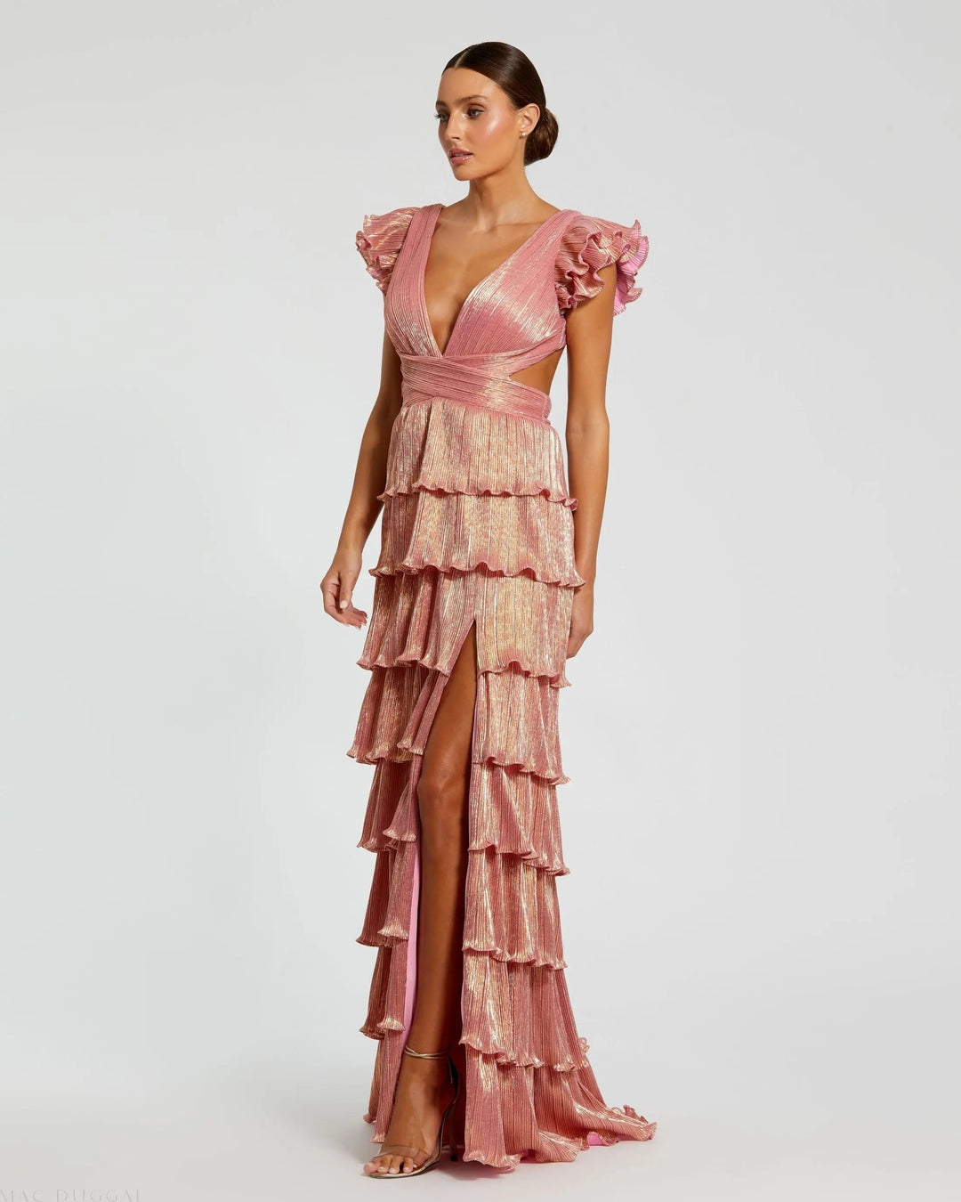 Mac Duggal 26740 Ruffle Tiered Criss Cross Lace Up Gown