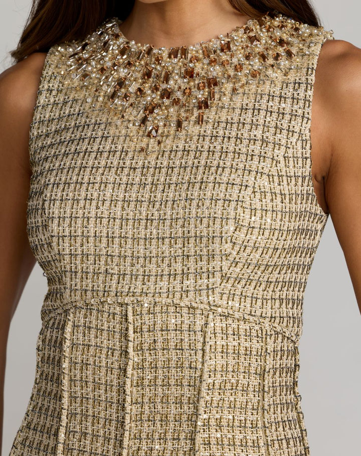 Mac Duggal 27476 Embellished Boucle Sleeveless A-Line Dress