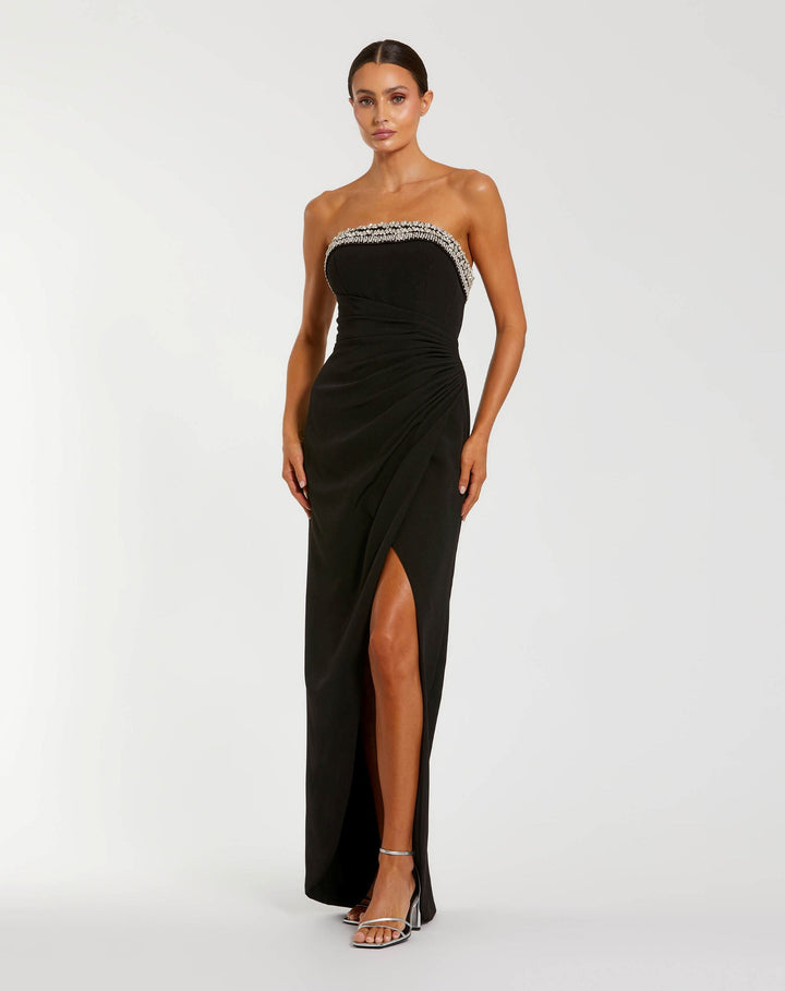 Mac Duggal 27664 Rhinestone Embellished Strapless Column Gown