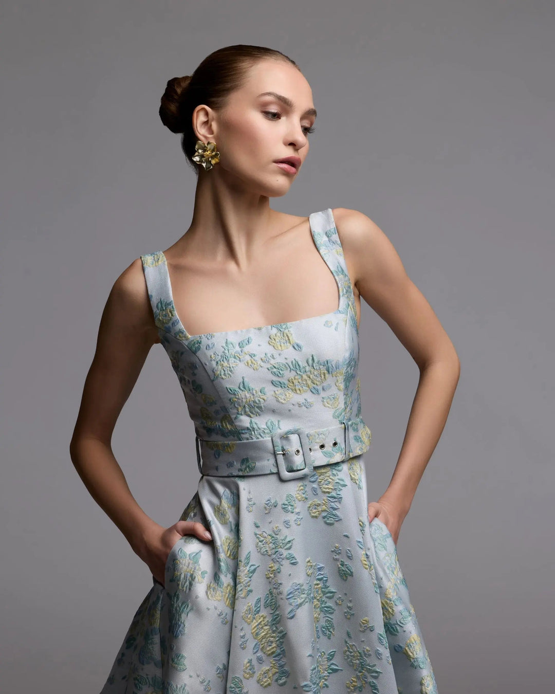 Mac Duggal 27768 Sleeveless Belted A-Line Midi Dress