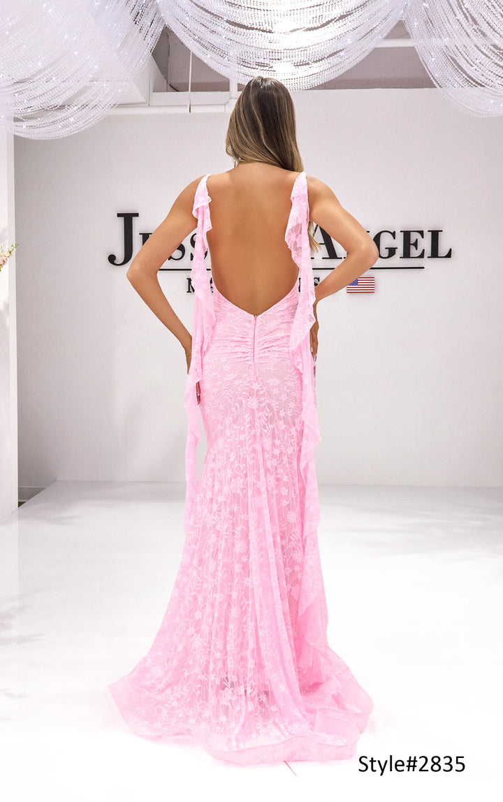 Jessica Angel 2835 sweetheart lace mermaid gown with flutter straps alternate view 3