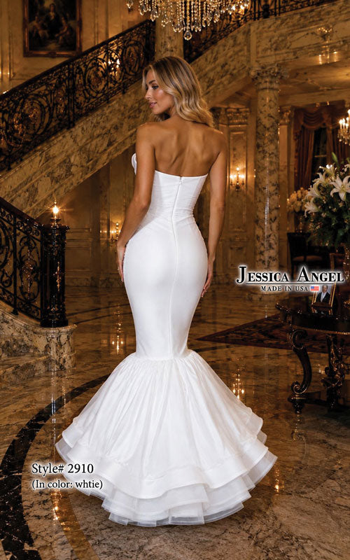 Jessica Angel 2910 strapless tiered mermaid gown back view