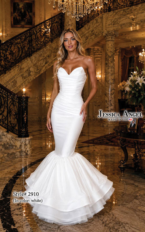 Jessica Angel 2910 strapless tiered mermaid gown front view