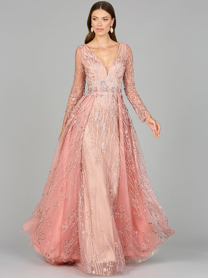 Lara 29139 - Elegant Overskirt Dress with Long Sleeves - FOSTANI