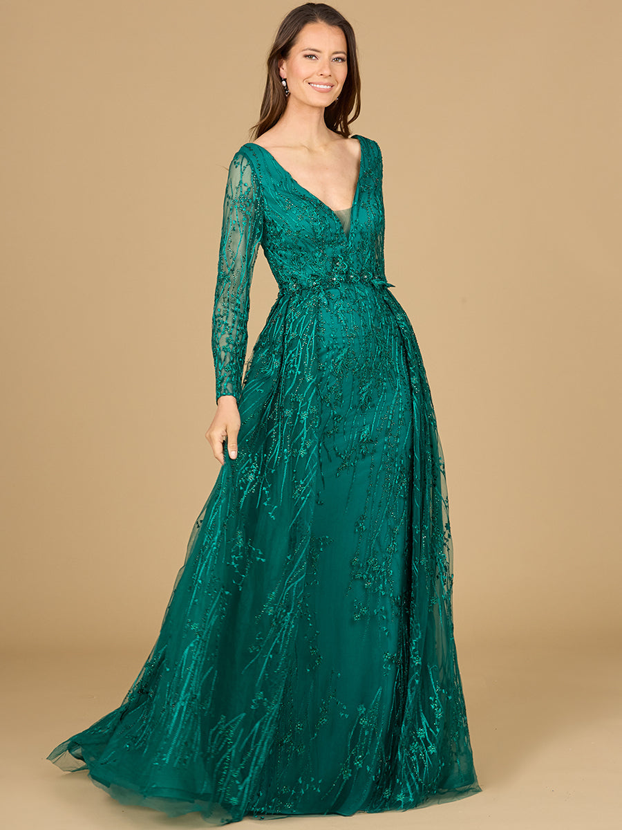 Lara 29139 - Elegant Overskirt Dress with Long Sleeves - FOSTANI