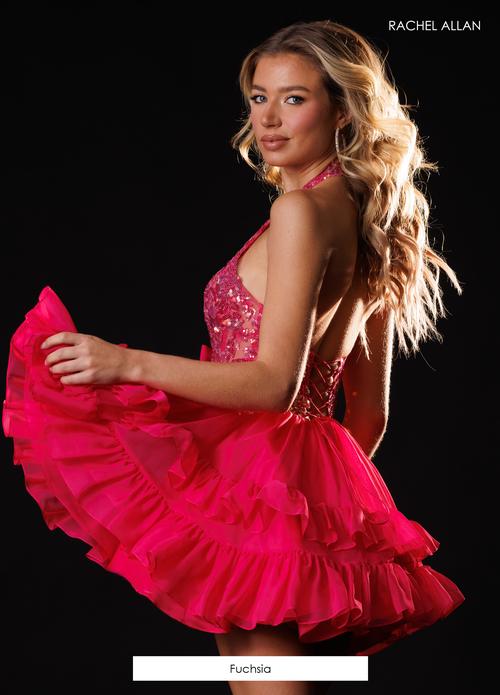 Rachel Allan 40727 Floral Appliqué Ruffle Homecoming Dress