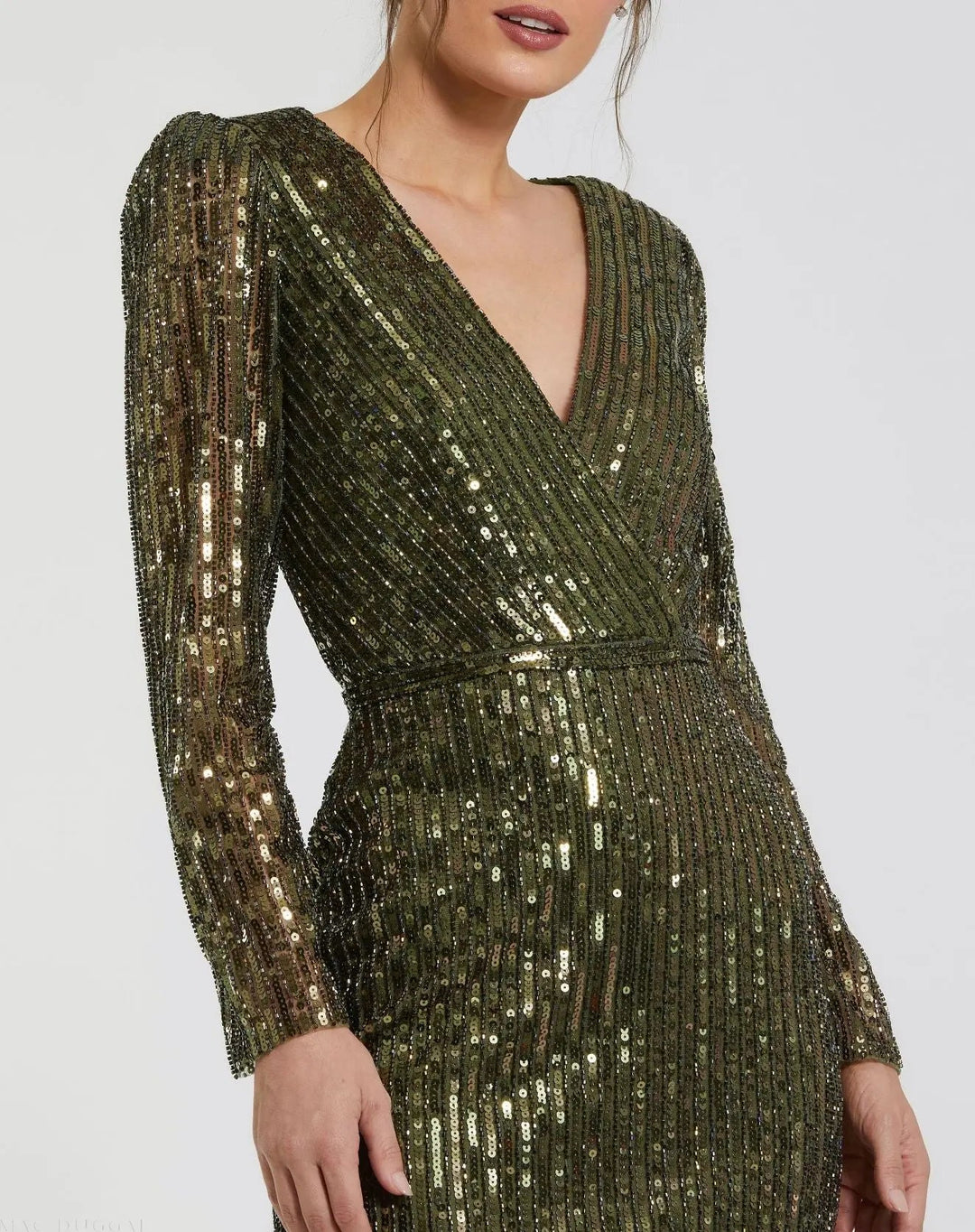 Mac Duggal 41029 Long Sleeve Sequined Mini Dress