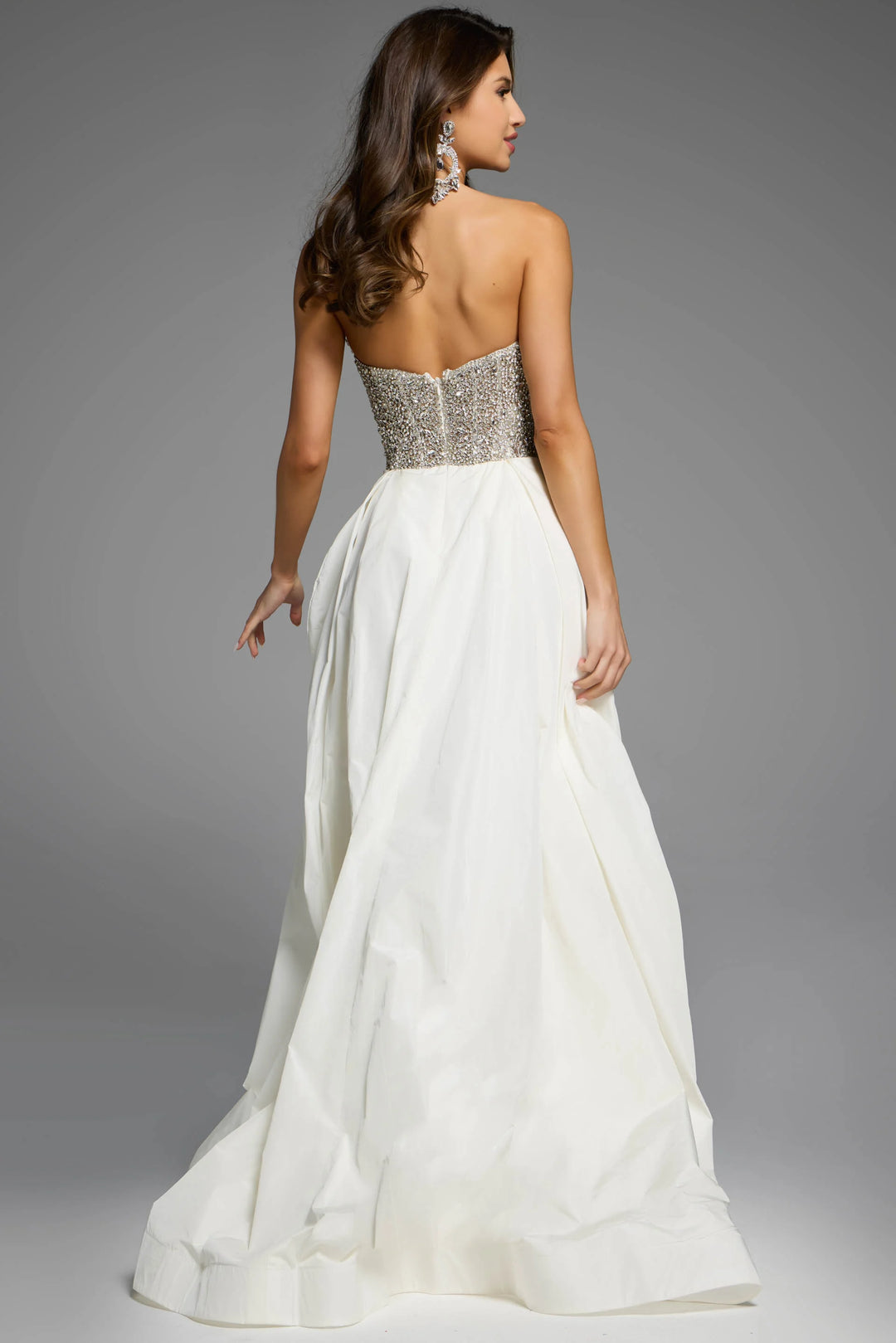 Jovani 41141 Strapless Crystal Embellished Gown With Bold Ruffle Skirt