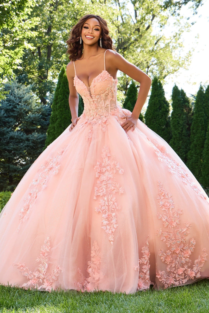 Jovani Q43431 Floral Embellished Off-the-Shoulder Quinceañera Gown