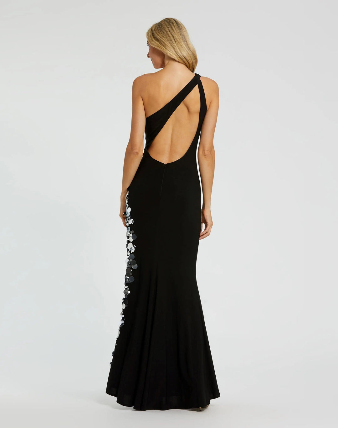 Mac Duggal 44037 One Shoulder Keyhole Gown with Embellished Slit