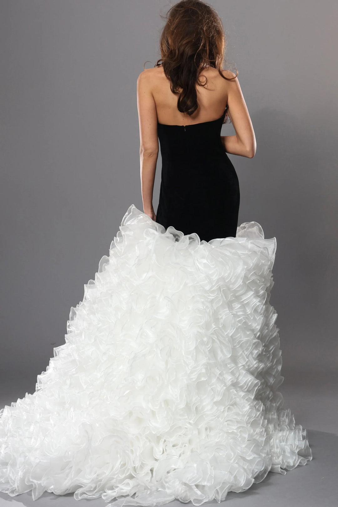 Jovani 45670 Strapless Mermaid Gown with Ruffle Skirt