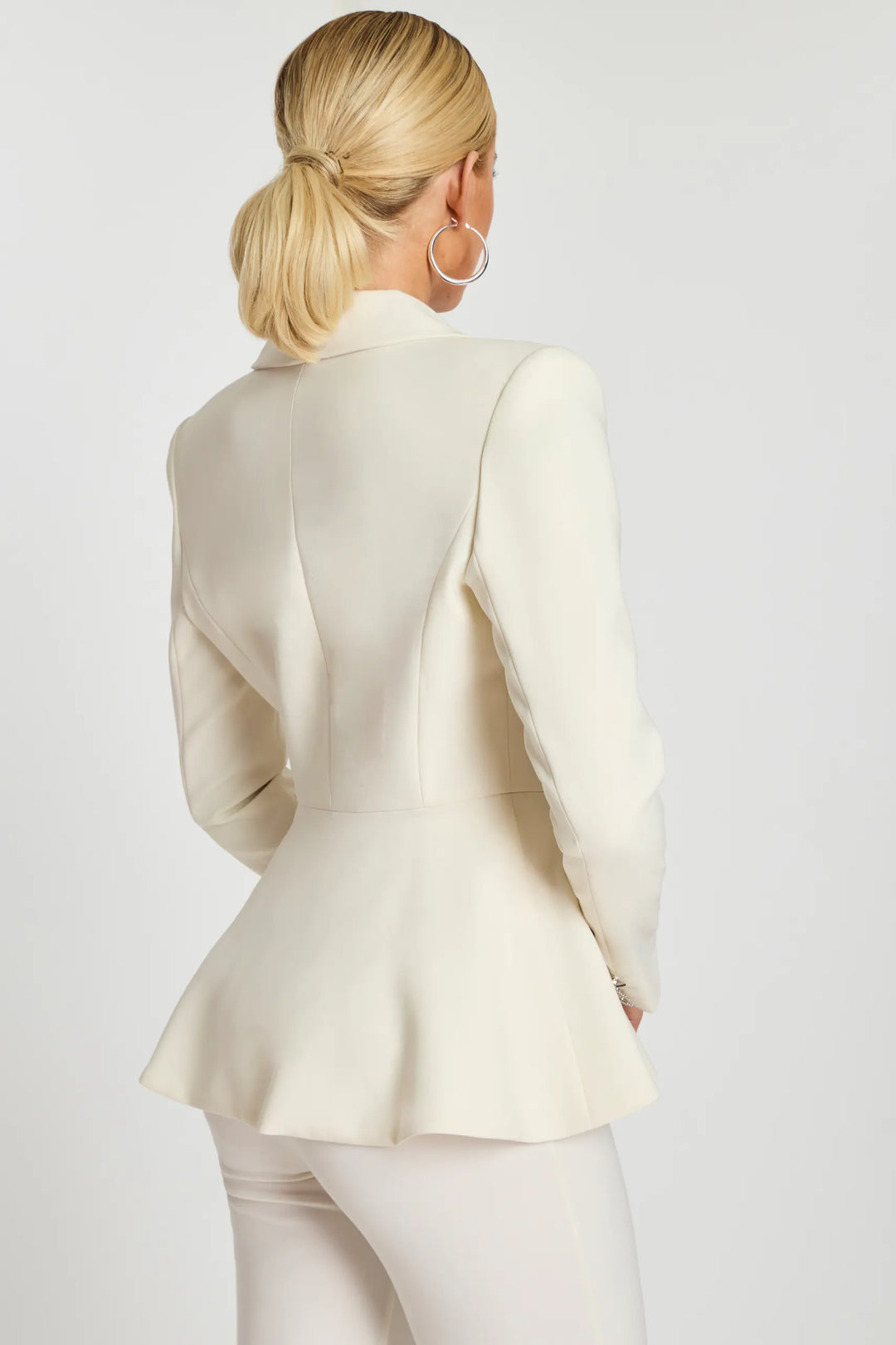 Jovani 46454 shawl lapel peplum fitted blazer view 5