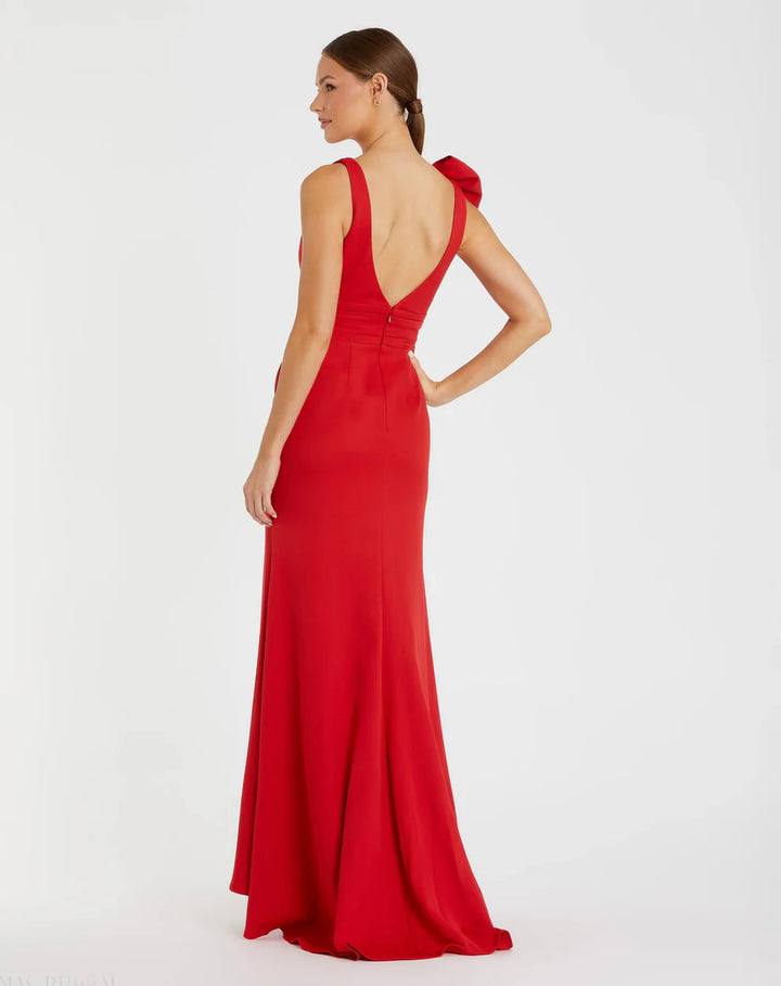 Mac Duggal 49454 Black Sleeveless V Neck Bow Detail Mermaid Gown