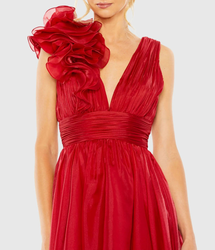 Mac Duggal 49494 Sleeveless Chiffon A-Line Tea Length Cocktail Dress