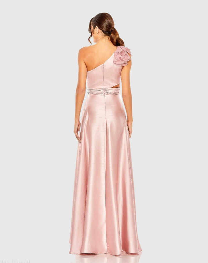 Mac Duggal 49523 Ruffled One Shoulder Cut Out Hi-Low Gown