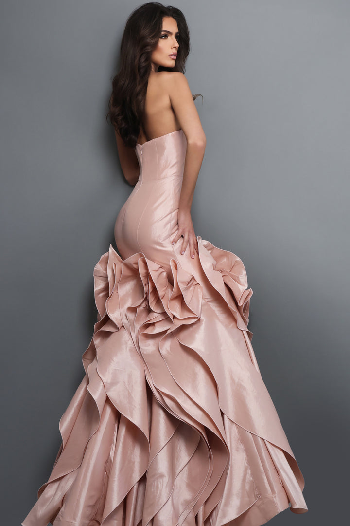 Jovani 49548 Strapless Mermaid Gown with Sculpted Ruffle Detail