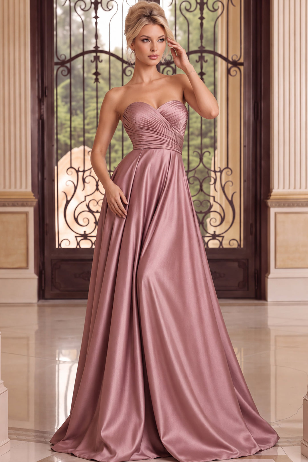 Jovani 49688 Strapless Sweetheart Ruched A-Line Evening Gown, front