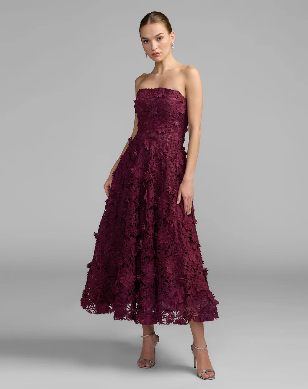 Mac Duggal 50118 Strapless Floral Embroidered Lace A-Line Dress