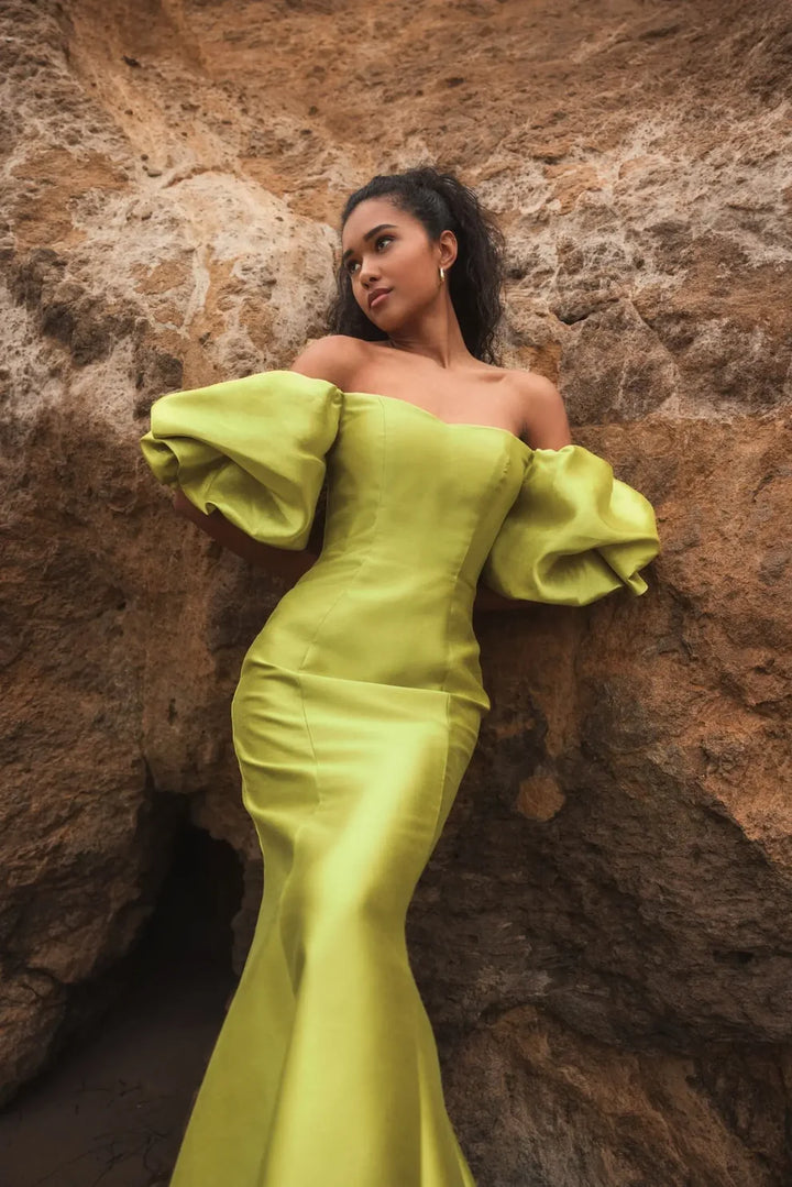 Mac Duggal 50677 Sweetheart Off the Shoulder Puff Sleeve Gown