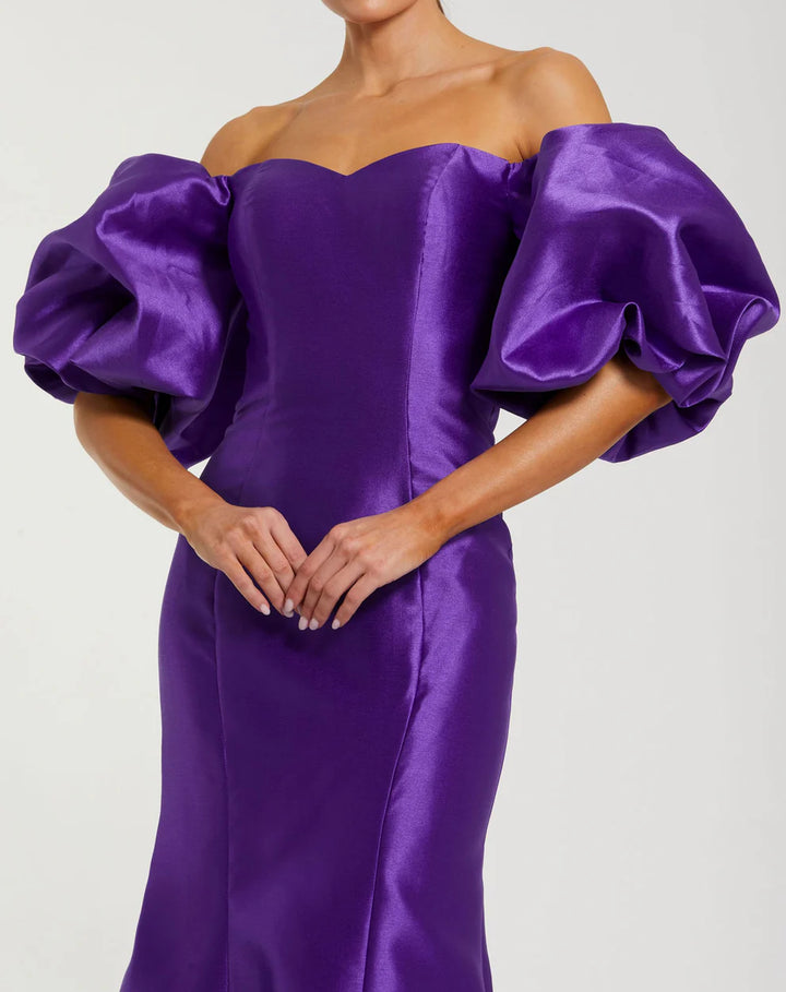 Mac Duggal 50677 Sweetheart Off the Shoulder Puff Sleeve Gown