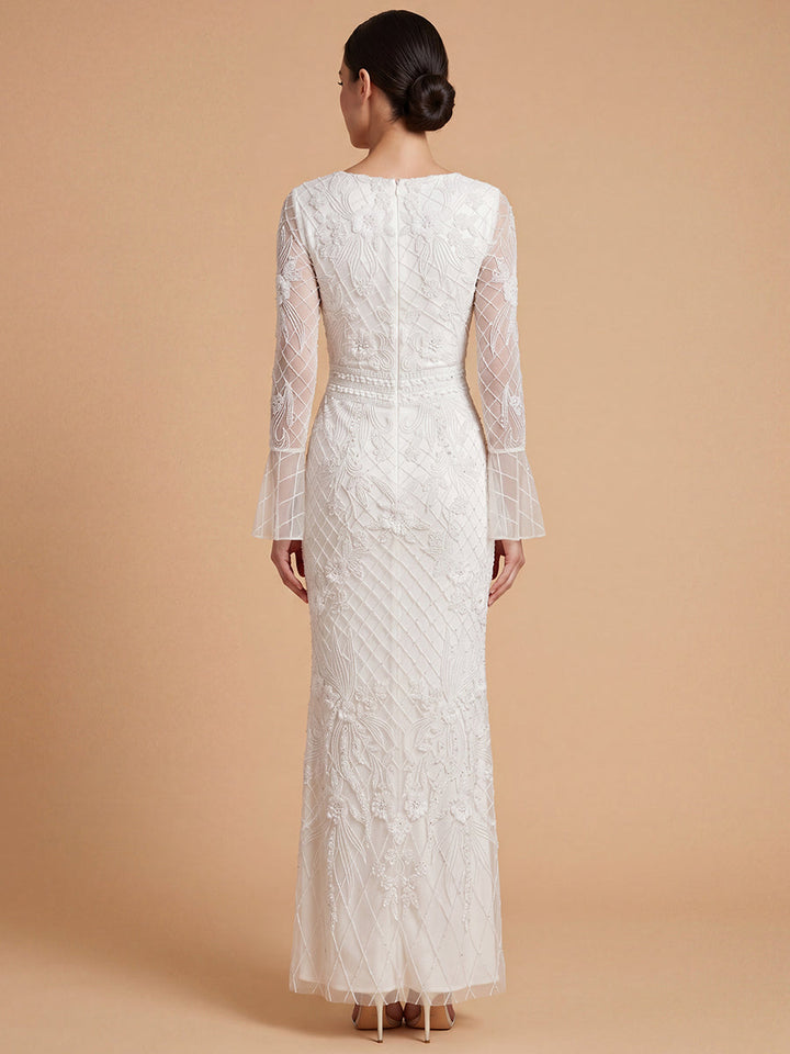 Lara 51239 Bridal Long Sleeve Beaded Gown