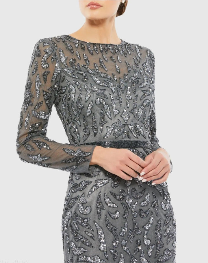 Mac Duggal 5124 Long Sleeve Beaded Evening Gown