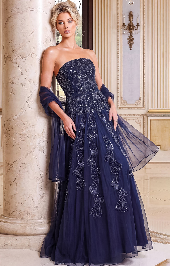 Jovani 52511 Strapless Beaded Column Evening Gown Back - FOSTANI.com
