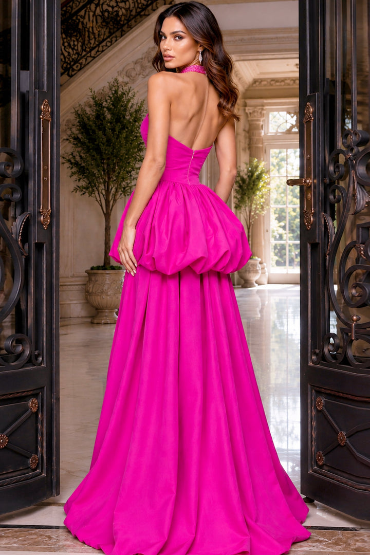 Jovani 53141 Strapless Sweetheart Bubble Peplum Ball Gown, back