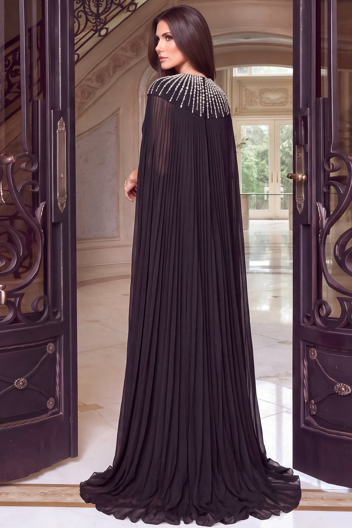Jovani 53893 Black Beaded Column Evening Gown Back - FOSTANI.com