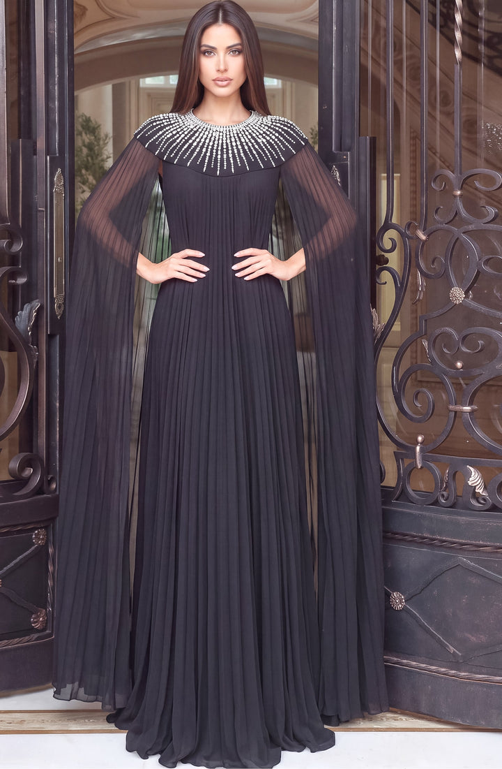 Jovani 53893 Black Beaded Column Evening Gown - FOSTANI.com