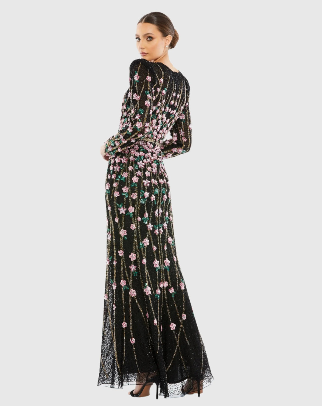Mac Duggal 5492 Embellished High Neck Long Sleeve Gown