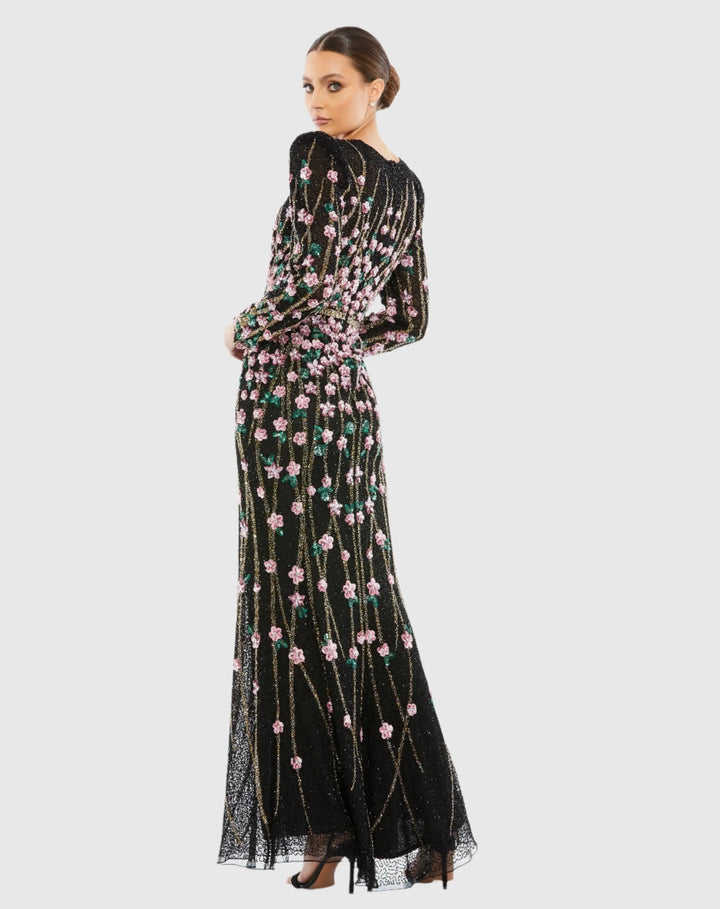 Mac Duggal 5492 Embellished High Neck Long Sleeve Gown