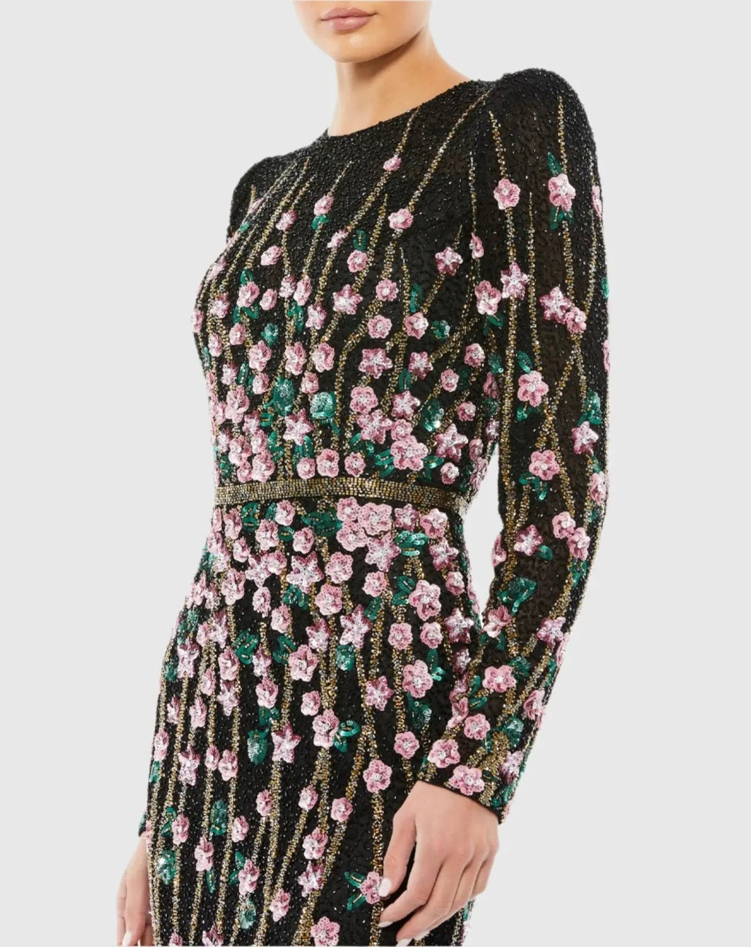 Mac Duggal 5492 Embellished High Neck Long Sleeve Gown