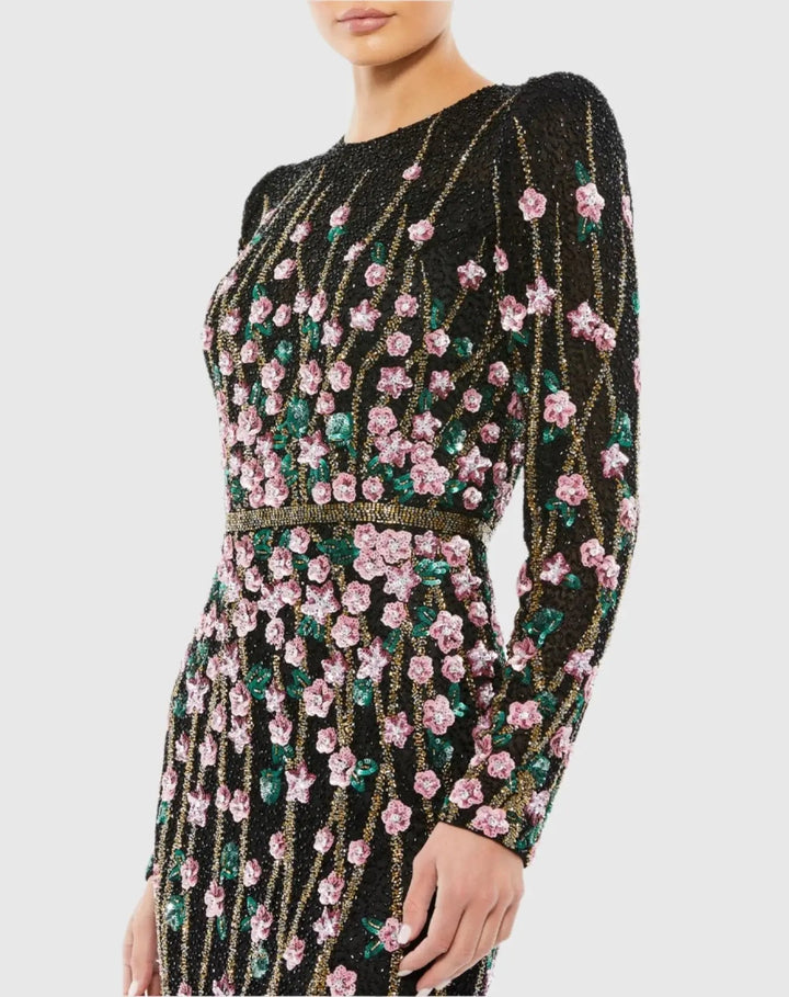 Mac Duggal 5492 Embellished High Neck Long Sleeve Gown