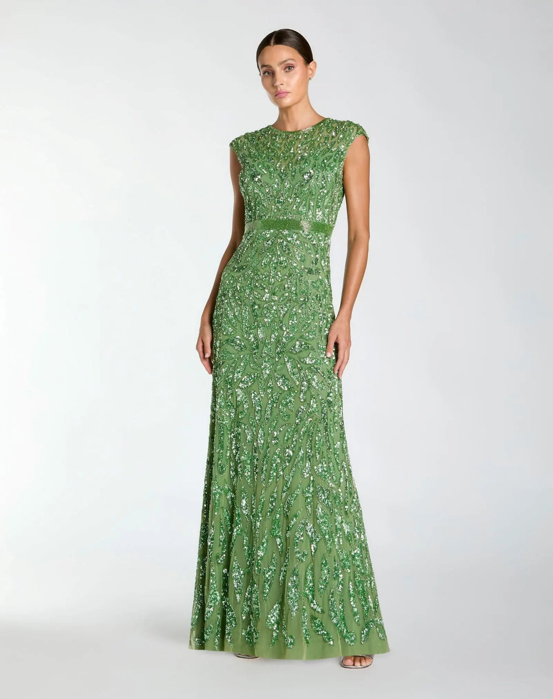 Mac Duggal 5532 Embellished High Neck Cap Sleeve Gown