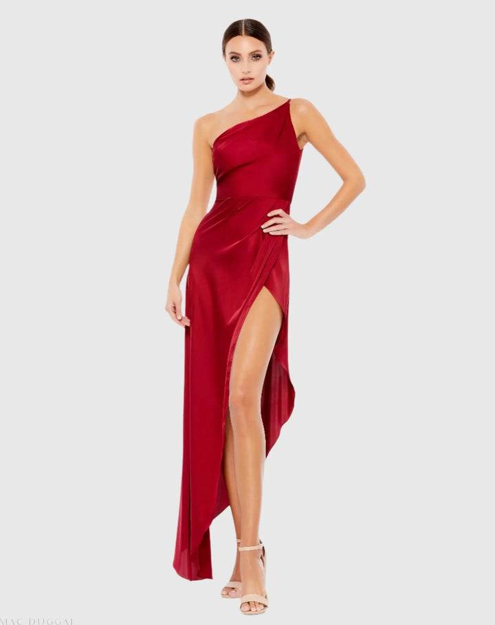 Mac Duggal 70177 One Shoulder Hi-Low Draped Charmeuse Dress
