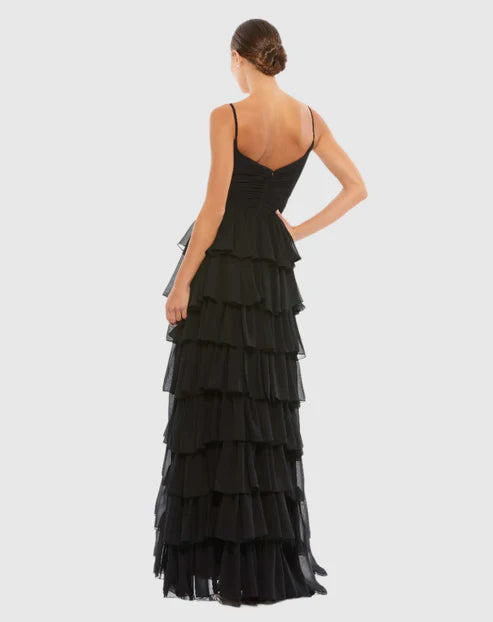 Mac Duggal 55416 V-Neck Sleeveless Gown with Ruffled Skirt