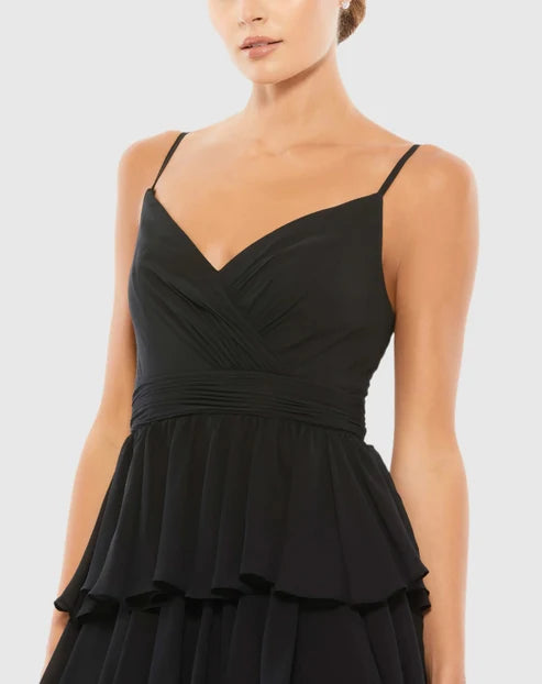 Mac Duggal 55416 V-Neck Sleeveless Gown with Ruffled Skirt