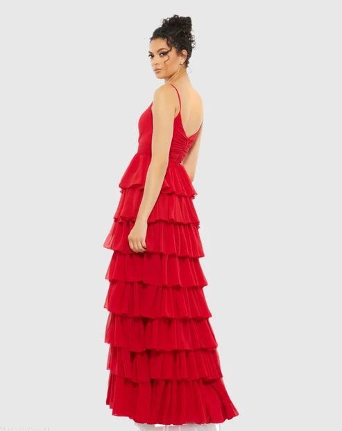 Mac Duggal 55416 V-Neck Sleeveless Gown with Ruffled Skirt
